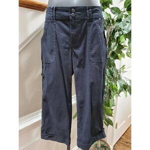 Gloria Vanderbilt Women's Blue Cotton High Rise Wide Legs Pull On Casual Pant 6